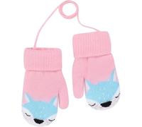 QCHOMEE Baby Toddler Cute Fox Gloves Winter Knitted Mittens with String Warm Cashmere Full Finger Cartoon Gloves Thicken Indoor Outdoor Mittens Christmas Birthday Gifts for Kids Boy Girl 1-3 Years