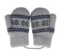 QCHOMEE Baby Toddler Gloves Mittens with String Children Age 0-2 Years Winter Knitted Mittens Soft Warm Full Finger Cute Thicken Indoor Outdoor Gloves for Infant Baby Boy Girl (Grey, 12 * 8CM)