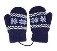 QCHOMEE Baby Toddler Gloves Mittens with String Children Age 0-2 Years Winter Knitted Mittens Soft Warm Full Finger Cute Thicken Indoor Outdoor Gloves for Infant Baby Boy Girl (Navy, 12 * 8CM)