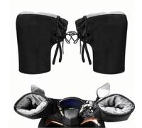 QCHOMEE Black Motorcycle Gloves Adult Winter Waterproof Handlebar Muffs Motor Glove with Reflective Strip Heated Grips Bike Handlebar Muffs Hand Warmer for Men Women Cold Weather Riding Cycling