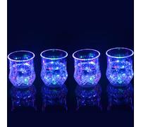 QCHOMEE Colorful Flashing Glassware Tumblers Light Up LED Cup Drinks Glass Crystal Mug Whisky Beer Wine Glass for Party Bar Disco Night Club Tableware Supplies (4)