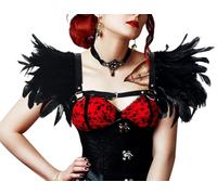 Qchomee Feather Leather Steampunk Shoulder Armor Adjustable Medieval Knight Pauldron Armor for Women Men Retro Viking Shoulder Armor Warrior Cosplay Costume Halloween Fancy Dress Up Party Accessories