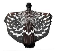 QCHOMEE Halloween Black Wings Cloak Chiffon Cape Cosplay Costume Party Fancy Dress Witch/Wizard Cloak Drama Stage Props for Adults Masquerade, Black