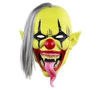 Qchomee Halloween Horror Mask with Hair Cosplay Scary Full Green Witch Mask Halloween Festival Fancy Dress Prank Trick Awful Adults Cosplay Costume Props Toys Novelty Latex Head Mask Headwear
