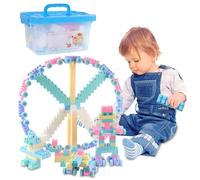 Qchomee Kids 100Pcs Plastic Building Blocks Toy Bricks Educational Construction Toys DIY 3D Puzzle Jigsaw Toy With Storage Box STEM Toy for Boys and Girls Age 3 4 5 6 7 8 Christmas Birthday Gift