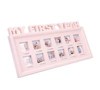 Qchomee Newborn Baby Moments Keepsake Photo Frame Memorialize Commemorate Picture Frame Multi Picture Display for 12 Months Collage First Birthday Infant Baby’s 1st Year Album My First Year