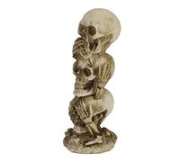 Qchomee Skull Ornament Resin Skull Head Novelty Halloween Ornaments Party Home Desktop Decoration Skull Props Gift for Halloween Statue Skull Figurine Collection,Hear-no,See-no,Speak-no (18cm)