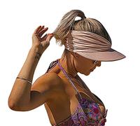 Qchomee Womens Sun Visor Hats Wide Brim Travel Sun Hat Foldable Beach Sun Protection Hat Anti-UV Summer Bucket Hat Floppy Hat UPF 50+ Camping Cycling Gardening Sun Hat Packable Beach Cap Pink