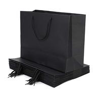Qchomee10 x Paper Gift Bags Large Party Bag Kraft Bags with Handle Reusable Carrier Bag Tote Bag Preirthday Wedding Christmas Party Shopping Baby Shower Bridal Shower10Pcs Black Paper Bags Size L