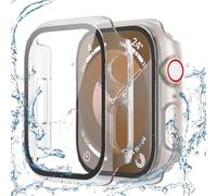 QCKANLJ 2 Pack Waterproof Case for Apple Watch Series 9 8 7 41mm with Tempered Glass Screen Protector, iWatch Full Protective Hard PC Bumper Case Face Cover for Men Women 41mm
