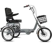 QCKNKMGG Three-Wheeled Bicycle 18 Inch Tricycle With Disc Brake Backrest And Basket Multicolor(Grey)