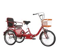 QCKNKMGG Three-Wheeled Bicycle 20inch Folding Adult Tricycle Multicolor Low-Step Rear Seat Dual Brakes Front Suspension(Red)