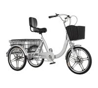 QCKNKMGG Three-Wheeled Bicycle Cargo Trike With Rear Basket 3 Wheels 18 Inch Multicolor 1 6 Speed Integrated Spoke(Silver-1 Speed,Integrated wheel)