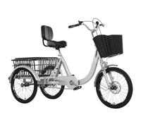 QCKNKMGG Three-Wheeled Bicycle Cargo Trike With Rear Basket 3 Wheels 18 Inch Multicolor 1 6 Speed Integrated Spoke(Silver-1 Speed,Spoke wheel)