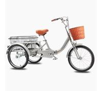 QCKNKMGG Three-Wheeled Bicycle Folding Adult Tricycle Front Suspension Basket Adjustable Seat Handlebar 18in Multicolor(Silver)
