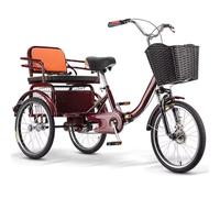 QCKNKMGG Three-Wheeled Bicycle Folding Adult Trike Low-Step 3-Wheel Seat Cargo Dual Brakes Front Suspension Multicolor(Wine Red,Spoke wheel)