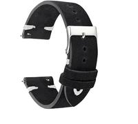 QCKNKMGG Vintage Matte Watch Strap Suede ， Replacement Suede Leather Watch Band With Quick Release Multicolor 18mm-24mm(Blue-White Line,22mm)