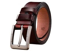 QCKNKMGG Work Wear Jeans Work Belts for Men Men Genuine Leather Belt Belts Men Cowskin Strap Male Jeans For Man Cowboy(Coffee_Length 125cm)