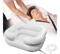 QCLUEU Portable Inflatable Shampoo Basin, for The Elderly, Disabled, Bedridden and Handicapped, Hair Washing Sink for Pregnant Woman, Bedside and in Bed Hair Washing Tray