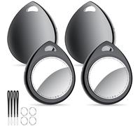 QCOQ® Air Locator Tags 4 Pack Black, Smart Bluetooth Tags Compatible with Apple Find My (iOS Only), Item Tracker with Keychain/Lanyard for Keys, Wallets, Luggage, Suitcases, Up to 100dB