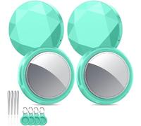 QCOQ® Air Locator Tags 4 Pack Mint Cyan, Smart Bluetooth Tags Compatible with Apple Find My (iOS Only), Item Tracker with Keychain/Lanyard for Keys, Wallets, Luggage, Suitcases, Replaceable Battery