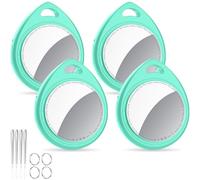 QCOQ® Air Locator Tags 4 Pack Mint Cyan, Smart Bluetooth Tags Compatible with Apple Find My (iOS Only), Item Tracker with Keychain/Lanyard for Keys, Wallets, Luggage, Suitcases, Replaceable Battery