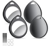 QCOQ Air Tags Finder 4 Pack Black, Key Finder Compatible with Apple Find My (iOS Only), Item Tracker with Keychain/Lanyard for Keys, Wallets, Backpacks & Travel Luggage, Replaceable Battery, 100dB