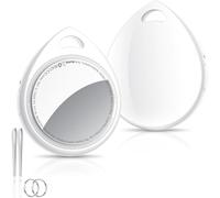 QCOQ Air Tracker Tags 2 Pack, White | Smart Bluetooth Tags Compatible with Apple Find My (iOS Only), Item Locator with Keychain/Lanyard for Keys/Luggages/Wallets/Suitcases, Replaceable Battery, 100dB
