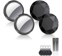 QCOQ Air Tracker Tags-4 Pack Black | Bluetooth Tracker Work with Apple Find My (iOS Only), Smart Tag with Protective Case/Keychain/Lanyard, Item Finder for Luggage/Key/Suitcase, Replaceable Battery