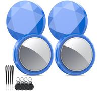 QCOQ® Air Tracker Tags-4 Pack Blue, Work with Apple Find My (iOS Only), With Protective Silicone Case, Lanyard, Key Ring.