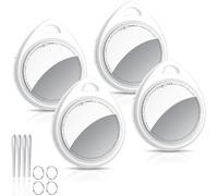 QCOQ Air Tracker Tags 4 Pack, White | Smart Bluetooth Tags Compatible with Apple Find My (iOS Only), Item Locator with Keychain/Lanyard for Keys/Luggages/Wallets/Suitcases, Replaceable Battery, 100dB