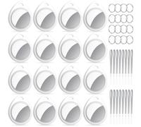 QCOQ® Locator Tags 16 Pack White, Smart Bluetooth Tags Compatible with Apple Find My (iOS Only), Item Tracker with Keychain/Lanyard for Keys, Wallets, Luggage, Suitcases, Replaceable Battery