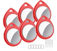 QCOQ® Locator Tags 6 Pack Red, Smart Bluetooth Tags Compatible with Apple Find My (iOS Only), Item Tracker with Keychain/Lanyard for Keys, Wallets, Luggage, Suitcases, Up to 100dB