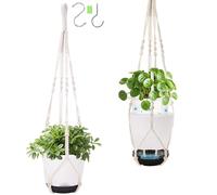 QCQHDU 14.5cm 2 Pcs Self Watering Hanging Plant Pot,Clear Plastic Flower Pots With Holes Indoor fo Outdoor,Macrame Hanger Planters & Baskets,With Hanging Hook and Water-Absorbing Wick