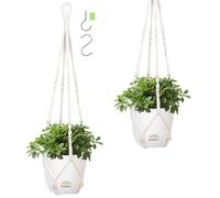 QCQHDU 14.5cm 2 Pcs Self Watering Hanging Plant Pot,Clear Plastic Flower Pots With Holes Indoor fo Outdoor,Macrame Hanger Planters & Baskets,With Hanging Hook and Water-Absorbing Wick