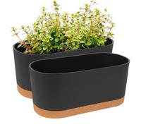 QCQHDU 40.6x19.3x17.8cm Window Planter Box, 2 Pack Self Watering Pots for Indoor Plants with Drainage Holes & Saucer, Outdoor Flower Pots Home Garden Modern Decor (Dark Grey, 40.6cm)