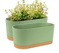 QCQHDU 40.6x19.3x17.8cm Window Planter Box, 2 Pack Self Watering Pots for Indoor Plants with Drainage Holes & Saucer, Outdoor Flower Pots Home Garden Modern Decor (Green, 40.6cm)