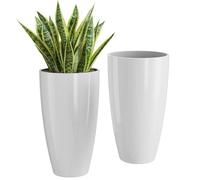 QCQHDU 53cm Tall Planters Set of 2, Large Blue Flower Pots L30 W30 H53cm, Indoor Outdoor Use