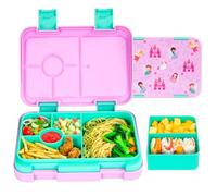 QCQHDU Bento Box for Children and Toddlers, Small Lunch Box with 6 Compartments, BPA-Free Lunch Box Children, Leak-Proof Snack Container for Nursery, Back to School (Pale Pink)