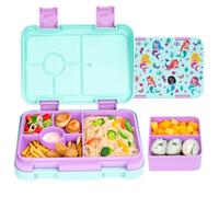 QCQHDU Bento Box for Children and Toddlers, Small Lunch Box with 6 Compartments, BPA-Free Lunch Box Children, Leak-Proof Snack Container for Nursery, Back to School (Green)
