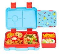 QCQHDU Bento Box for Children and Toddlers, Small Lunch Box with 6 Compartments, BPA-Free Lunch Box Children, Leak-Proof Snack Container for Nursery, Back to School (Light Blue)