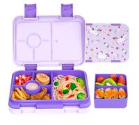 QCQHDU Bento Box for Children and Toddlers, Small Lunch Box with 6 Compartments, BPA-Free Lunch Box Children, Leak-Proof Snack Container for Nursery, Back to School (Light Purple)