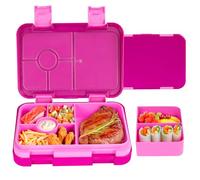 QCQHDU Bento Box for Children and Toddlers, Small Lunch Box with 6 Compartments, BPA-Free Lunch Box Children, Leak-Proof Snack Container for Nursery, Back to School (Pink)