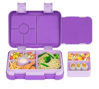 QCQHDU Bento Box for Children and Toddlers, Small Lunch Box with 6 Compartments, BPA-Free Lunch Box Children, Leak-Proof Snack Container for Nursery, Back to School (Purple)