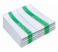 QCS Chef Classic Kitchen Towels, 100% Pure Cotton Dish Drying Towels, Extra Large Dish Cloths 50.80cm x 76.20cm (20" x 30") White with Blue, Green or Red Catering Kitchen Linen Stripe (6-Pack, Green)