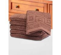 QCS Pack of 10 x 100% Cotton Premium Quality Towelling Washing Mitts Absorbent Flannel Face Towel Body Scrub (Brown)