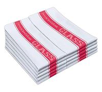QCS Professional Catering Heavy Duty - Kitchen Dish Towels - 100% Cotton Kitchen Tea Towels - Lint free - Large 76 x 50 cm - 90 Degree Colour Fast Washable, Absorbent and Quick Dry (Red, 6)