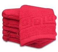 QCS Towels - 10 Piece Wash Mitt Set - 100% Cotton Premium Quality Towelling Washing Mitts Absorbent Flannel Face Towel Body Scrub Size: 16 x 23 cm (Red)