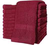 QCS Towels - 12 Pack Washcloths Set 30 x 30 cm, 100% Cotton Super Absorbent & Quick Dry Flannel Face Cloths, Fade Resistant and Soft Feel Fingertip Towels (Burgundy)