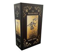 Qcsdckot - Black Gold Tarot Card Set, Tarot Cards for Beginners with Meanings, Gold Edges Deck with Guide